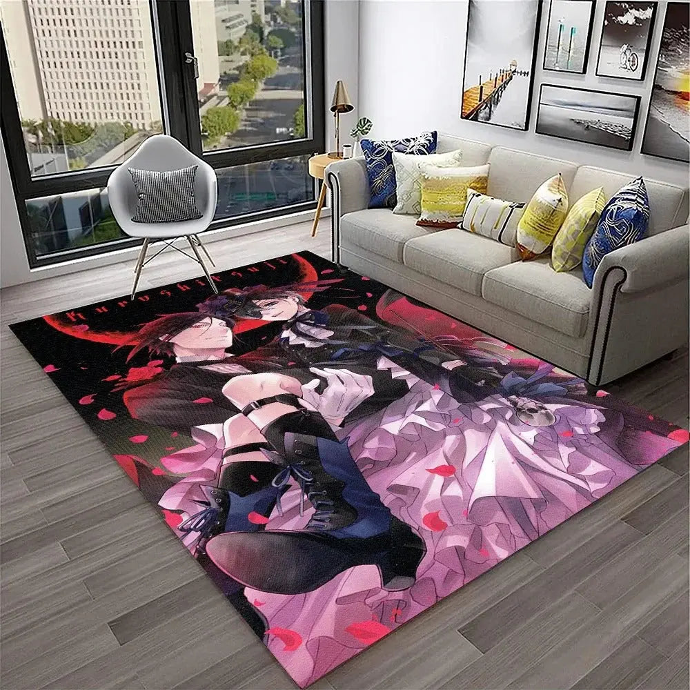 Large anime bedroom rug with Black Butler design