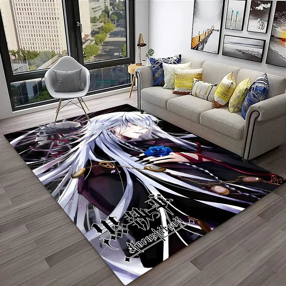 Cartoon Black Butler rug perfect for sofa, bedroom, or kids playroom