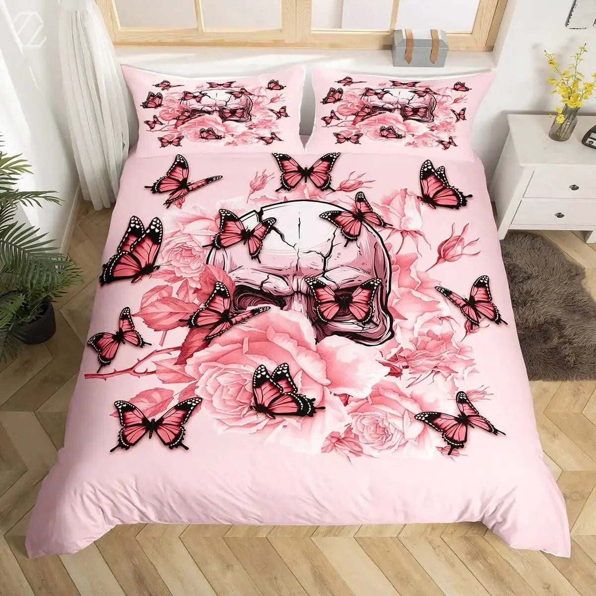 3D Butterfly Skull Quilt Cover Zirconic