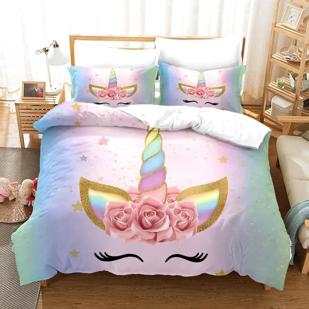 3D Cartoon Unicorn Duvet Cover My Store