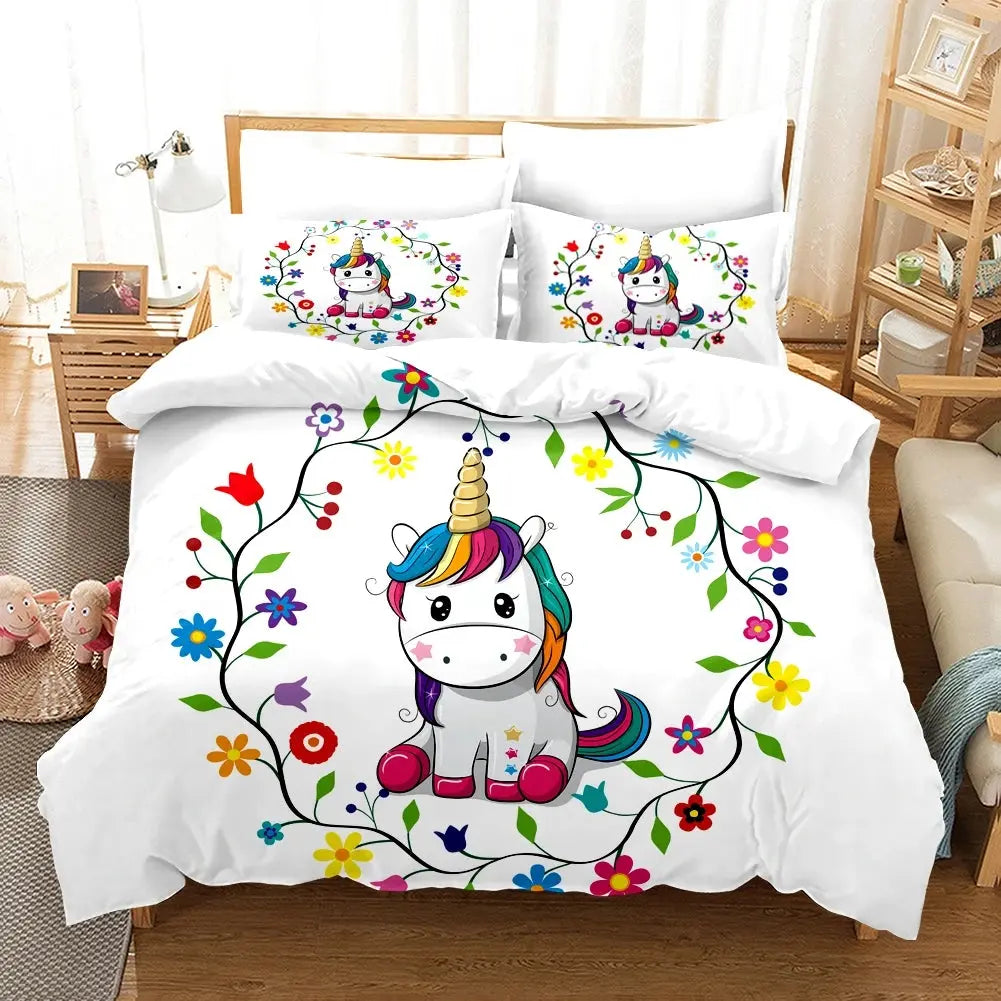 3D Cartoon Unicorn Duvet Cover My Store