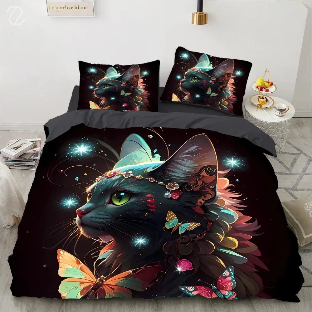 3D Cat Duvet Cover - Print On Demand My Store