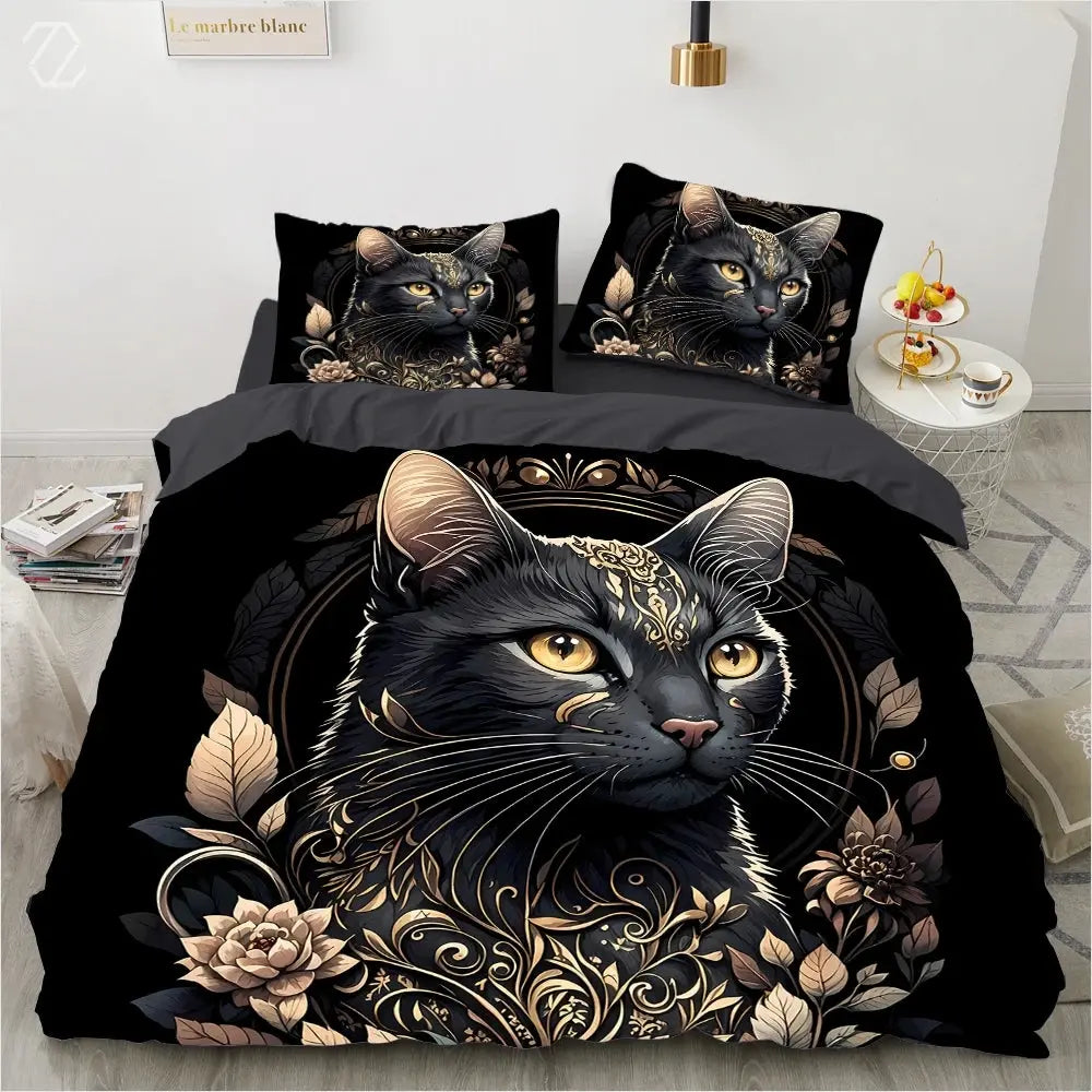 3D Cat Duvet Cover - Print On Demand My Store