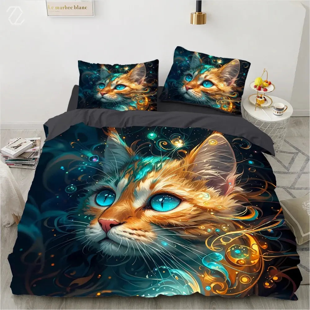3D Cat Duvet Cover - Print On Demand My Store