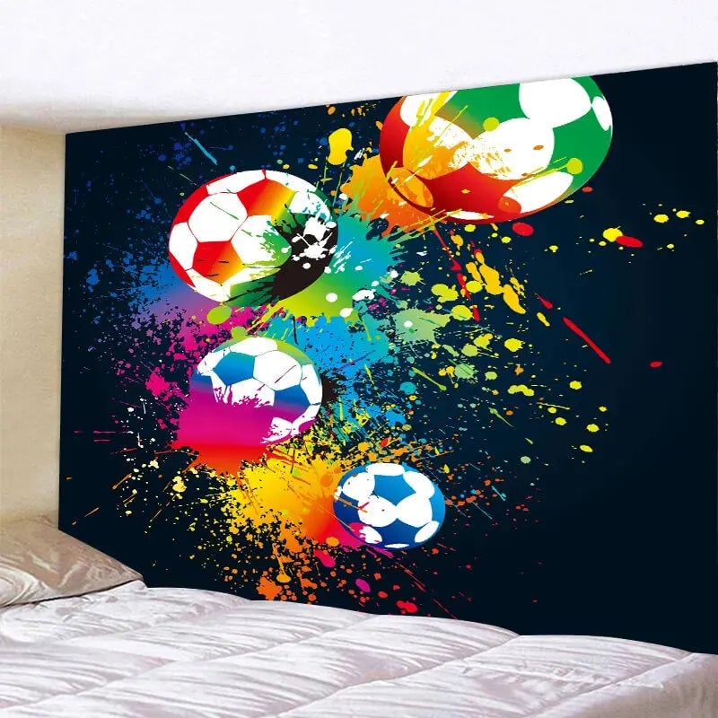 3D Colorful Soccer Tapestry