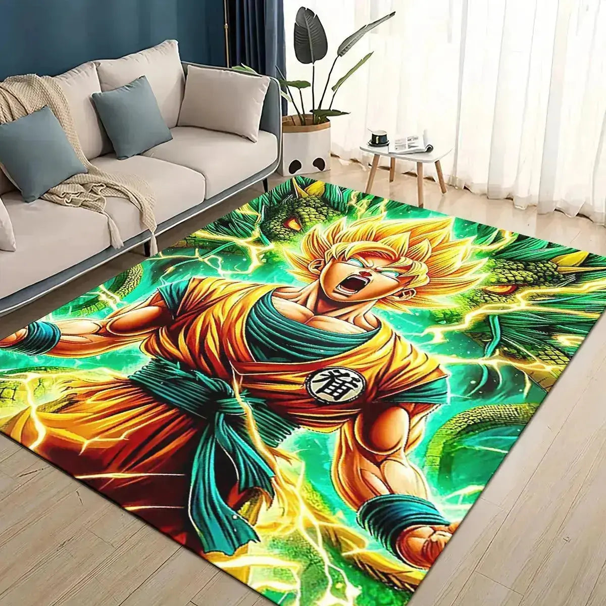 Dragon Ball Z anime super saiyan goku dragon rug cartoon non-slip floor mat for bedroom living room and kids play area