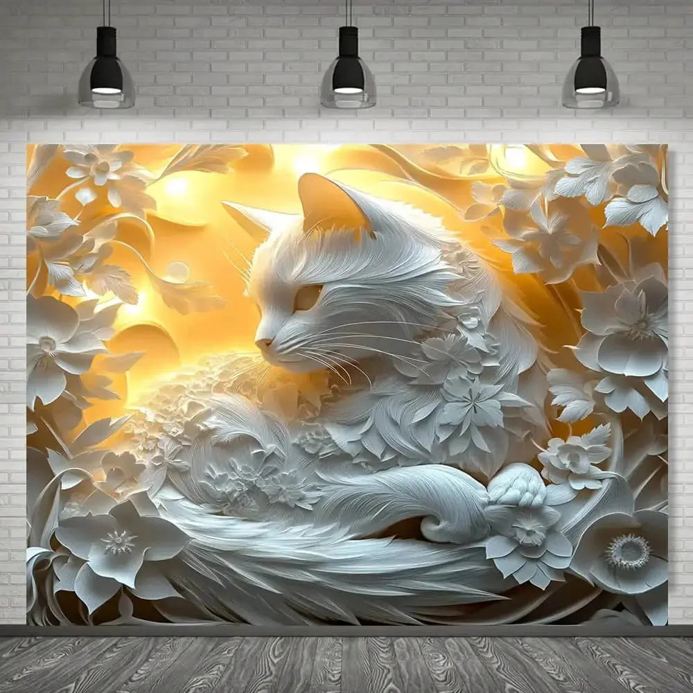 3D Floral Cat Tapestry Zirconic