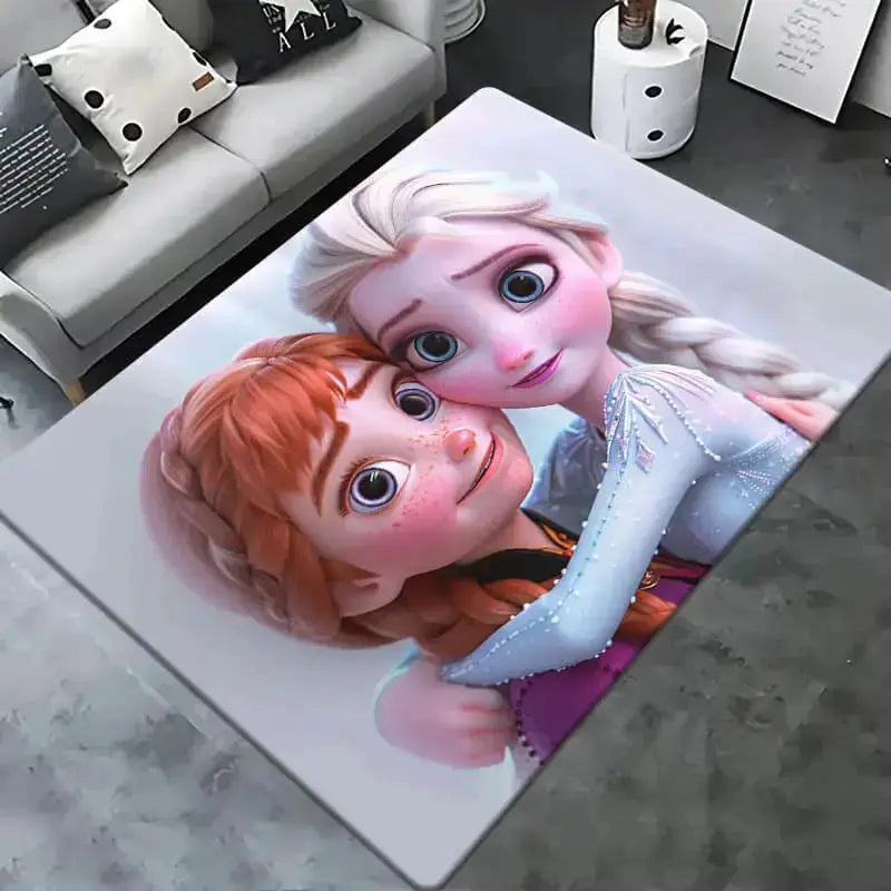 3D Frozen Elsa & Anna Cartoon Kids Carpet Zirconic
