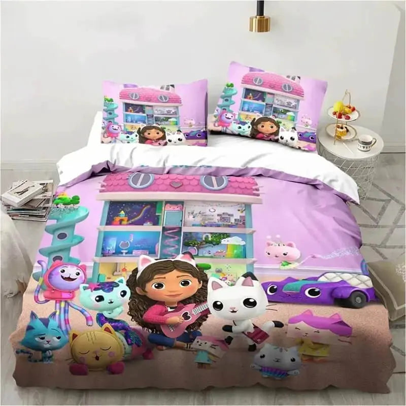 3D Gabbys Dollhouse Catrat & Carlita Kids Duvet Cover Zirconic