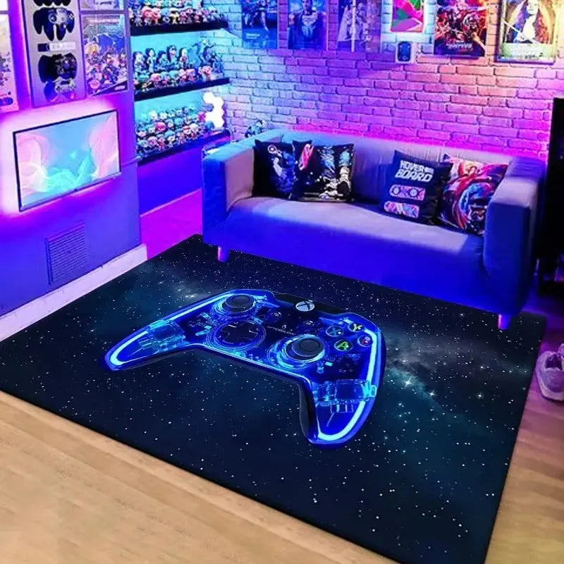 Boys room game controller carpet mat for comfortable play area