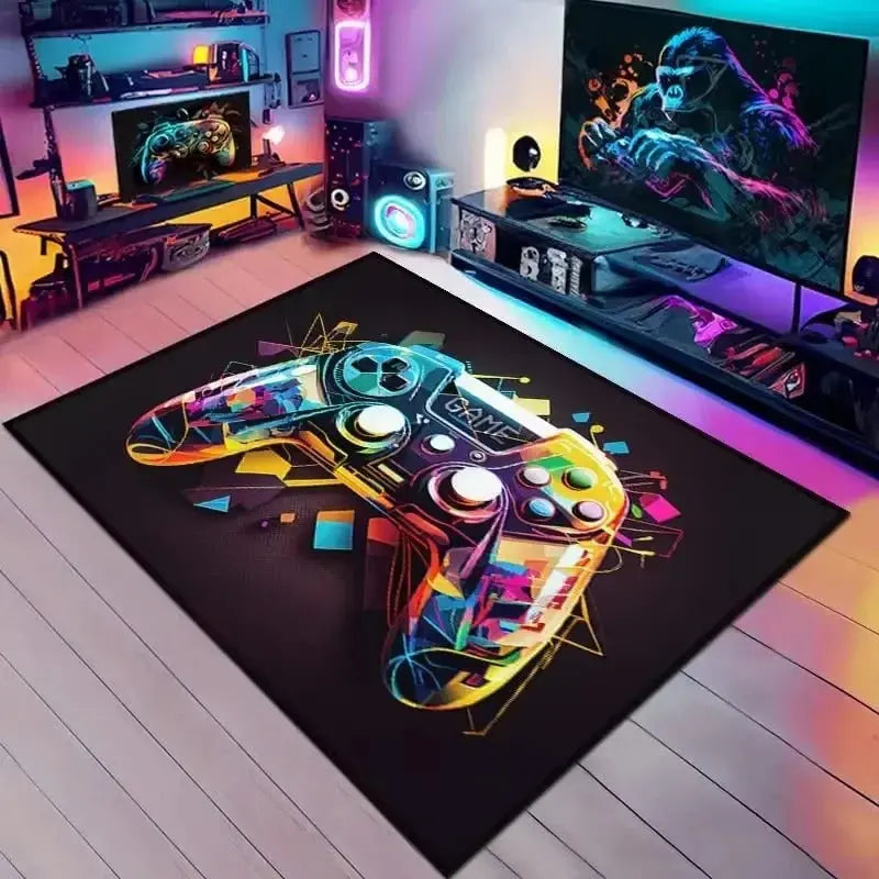 Game controller carpet designed for kids’ room and play spaces