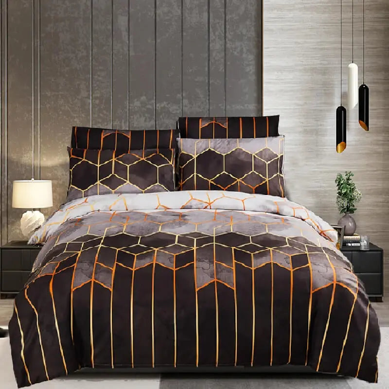 3D Geometric Nordic Quilt Cover