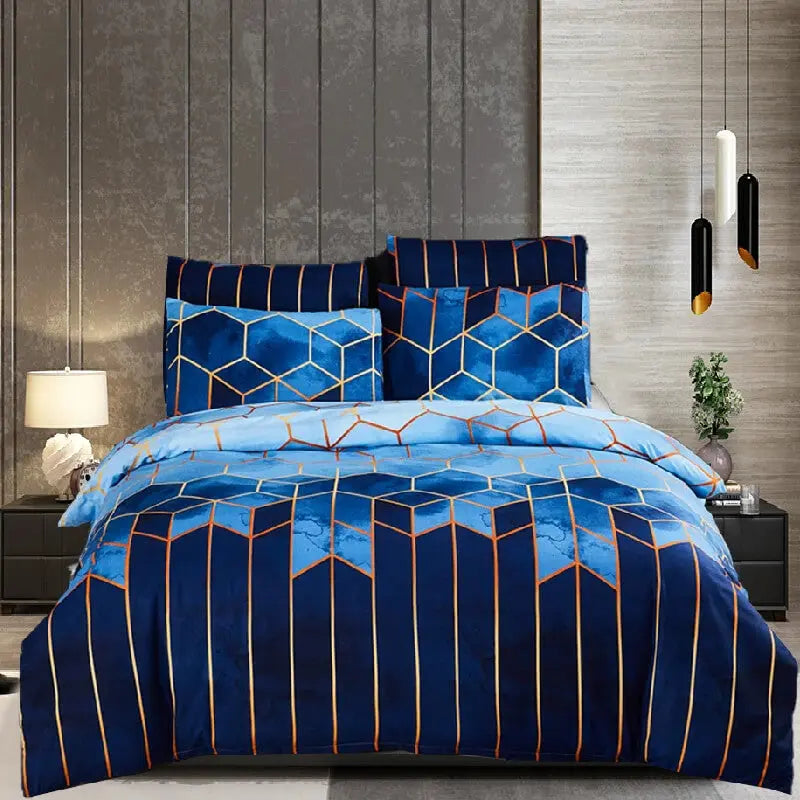 3D Geometric Printed Quilt Cover