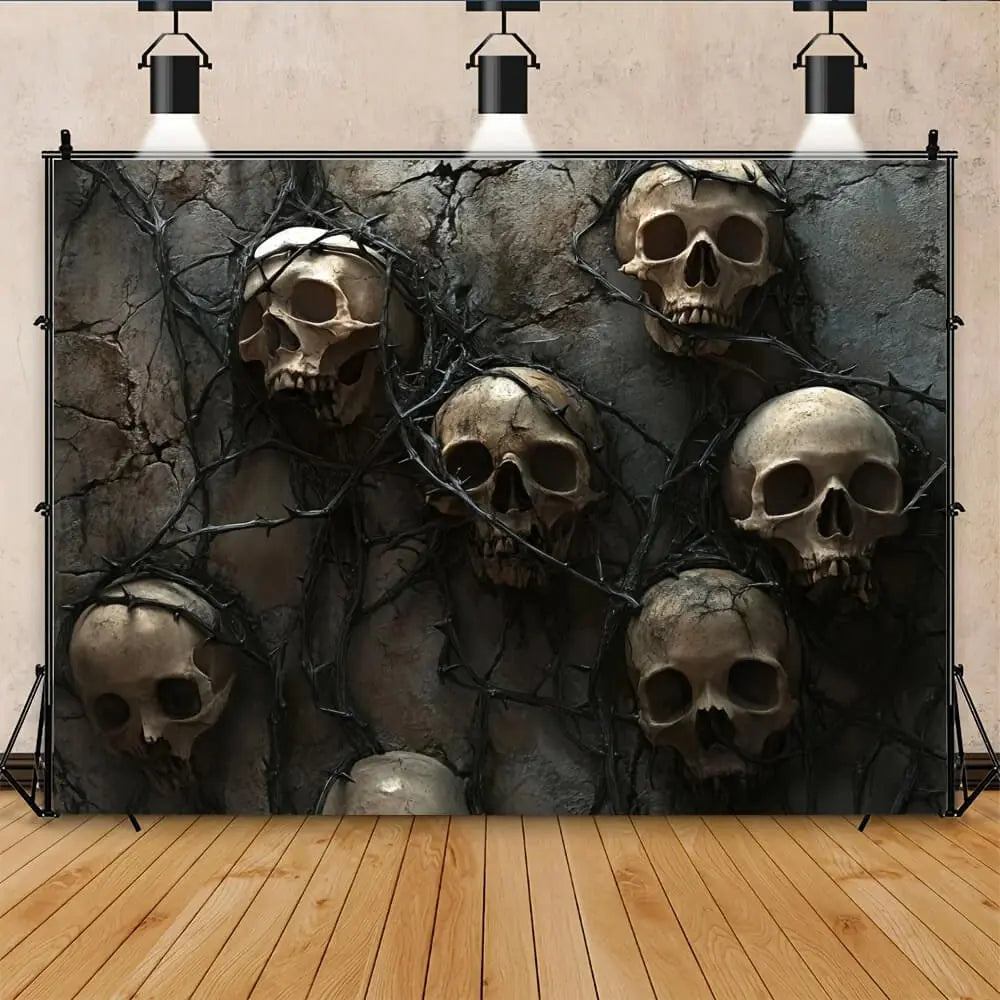 3D Gothic Skull Tapestry