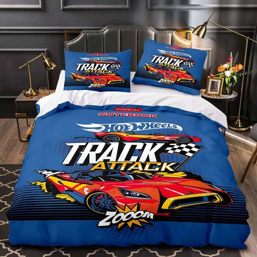 3D Hot Wheels Kids Bedding Cover Set Zirconic