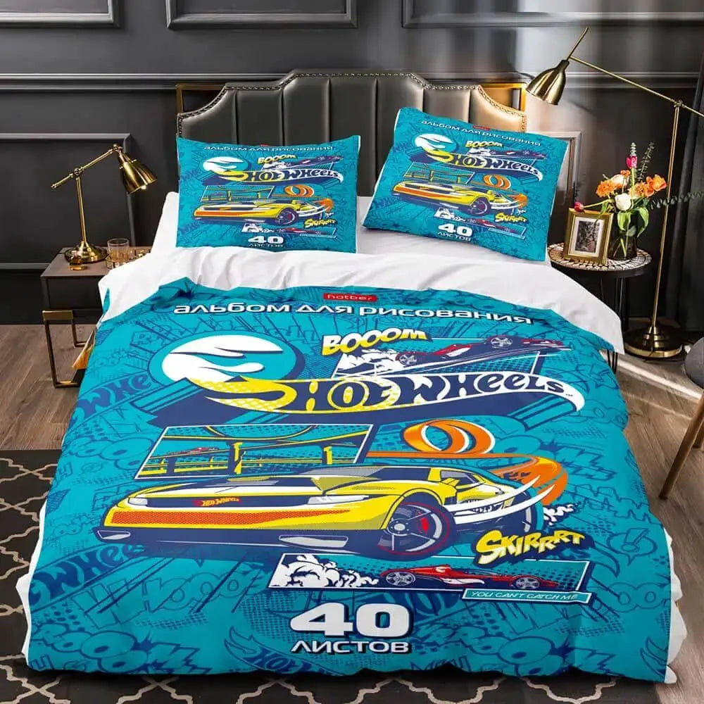 3D Hot Wheels Monster Jam Truck Kids Bedding Cover Set Zirconic