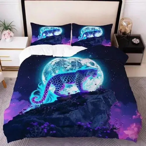 3D Leopard Quilt Cover