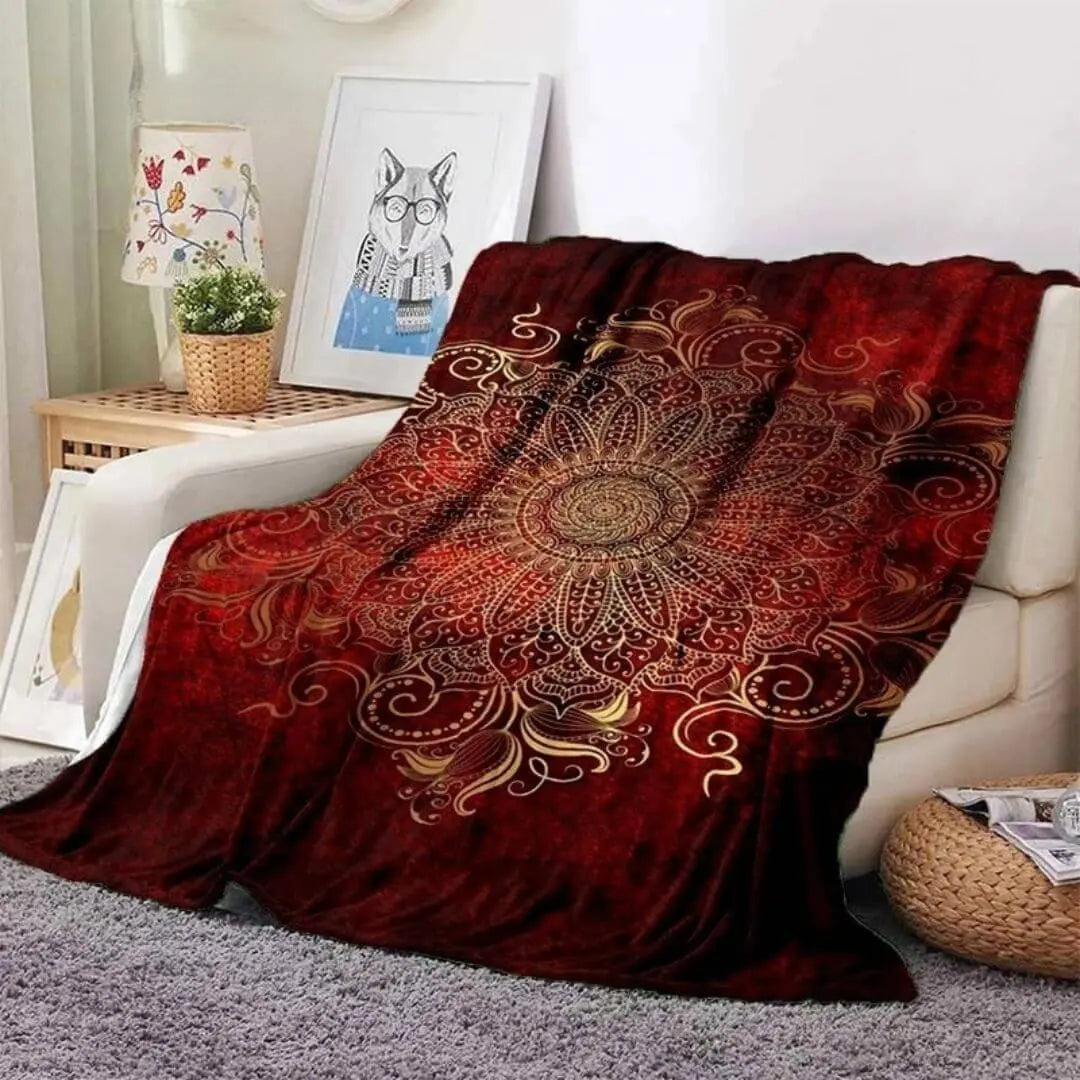 3D Mandala Flower Throw Blanket
