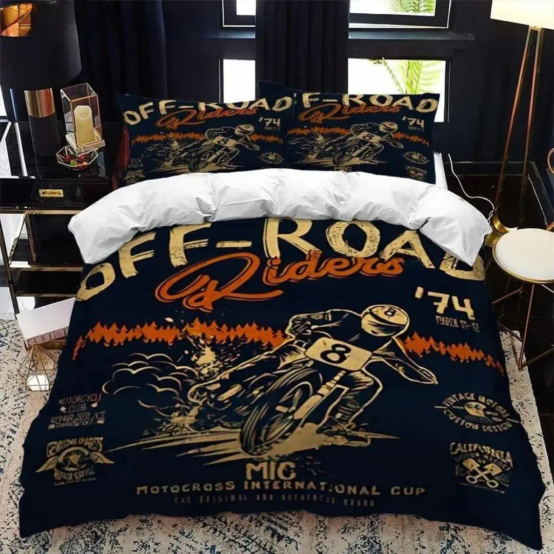 3D Motorcycle Rider Quilt Cover