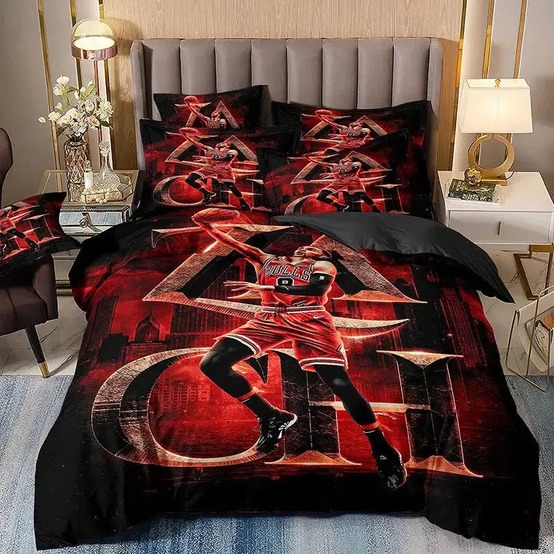 NBA basketball duvet doona quilt bedding set featuring vibrant player graphics, soft breathable fabric, and stylish sports-themed bedroom décor perfect for fans