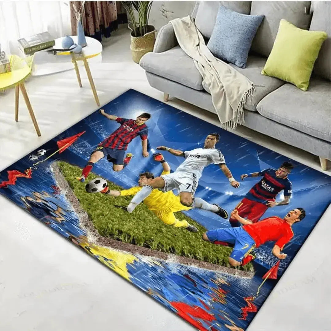 3D Soccer Legends Lionel Messi & Cristiano Ronaldo Rug Zirconic
