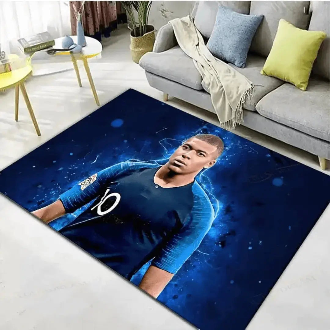 3D Soccer Legends Kylian Mbappe Area Rug Zirconic