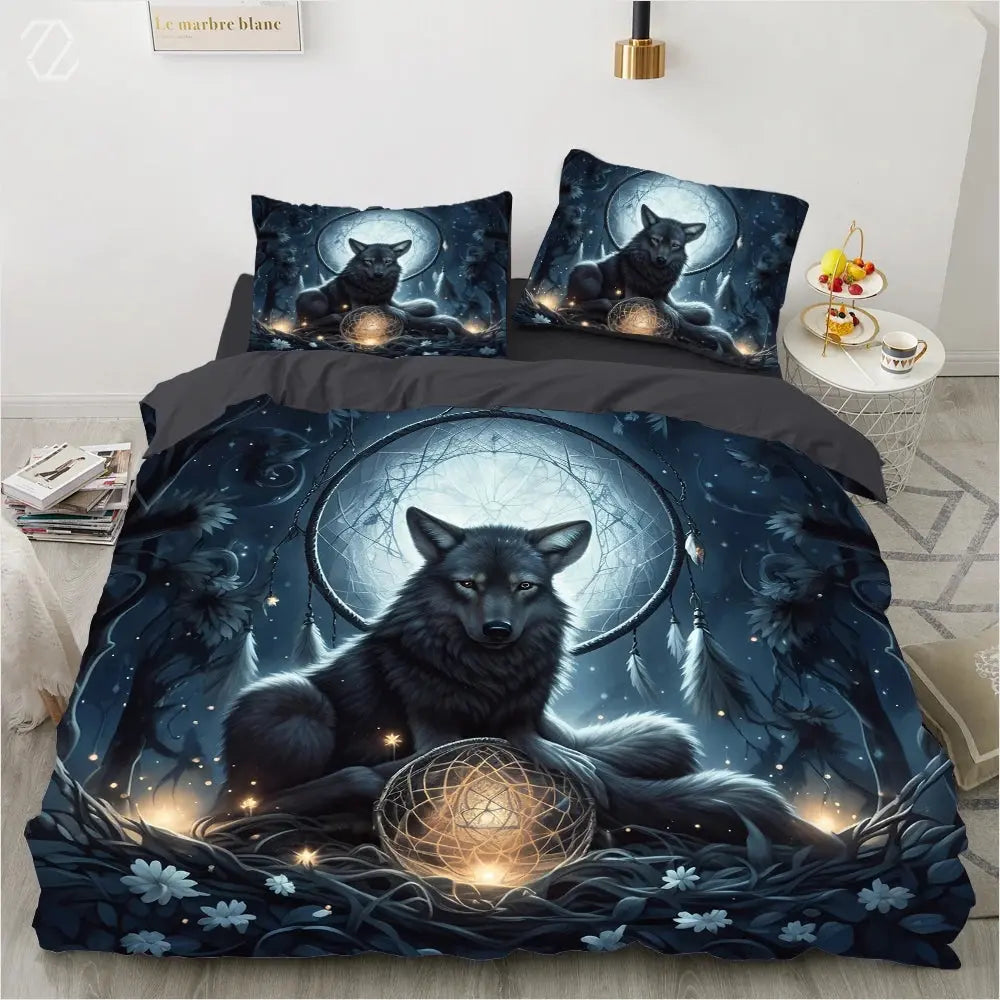 3D Wolf Dreamcatcher Duvet Cover - Print On Demand My Store