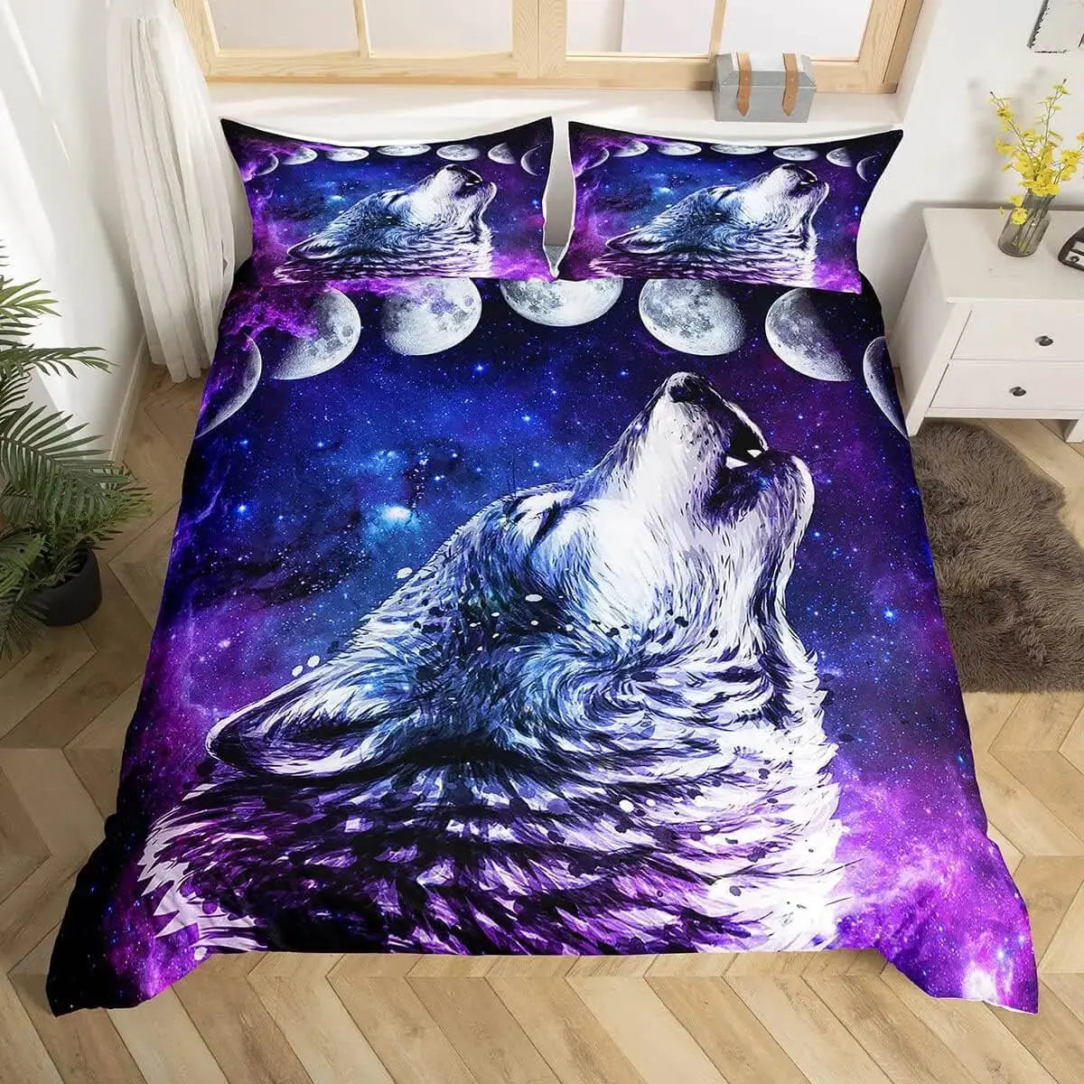 3D Wolf Moon Doona Cover