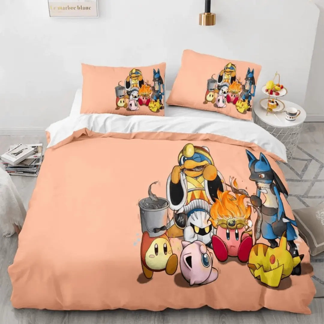 3D Anime Pokemon Pikachu Kirby, Meta Knight, Waddle Dee & Jigglypuff Kids Doona Cover