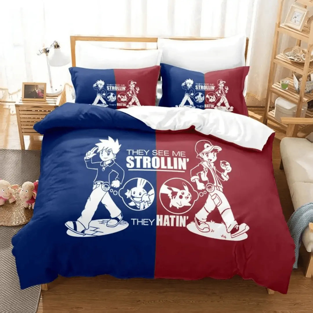 3D Anime Pokemon Pikachu Cartoon Kids Quilt Cover