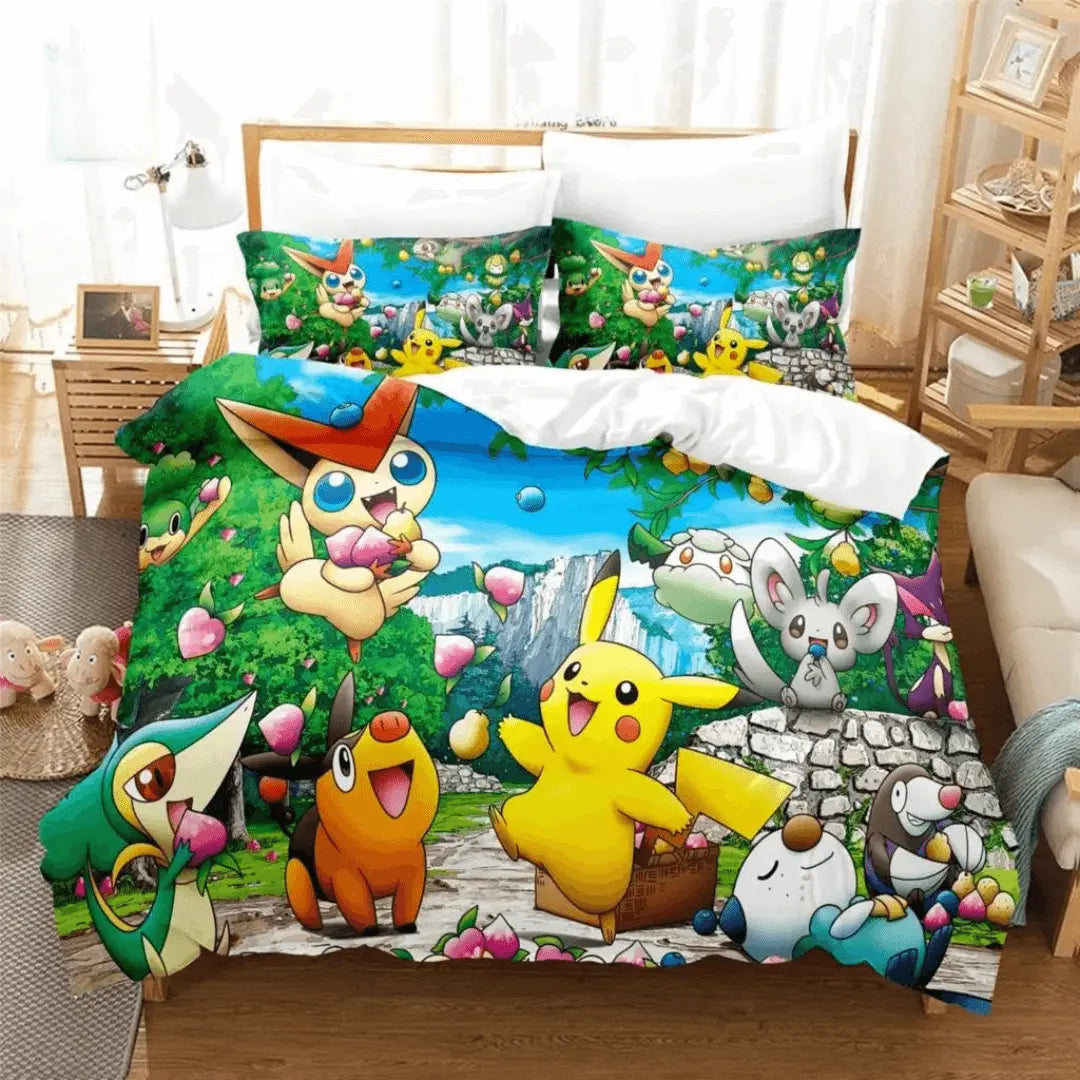 3D Anime Pokemon Pikachu Victini Kids Doona Cover