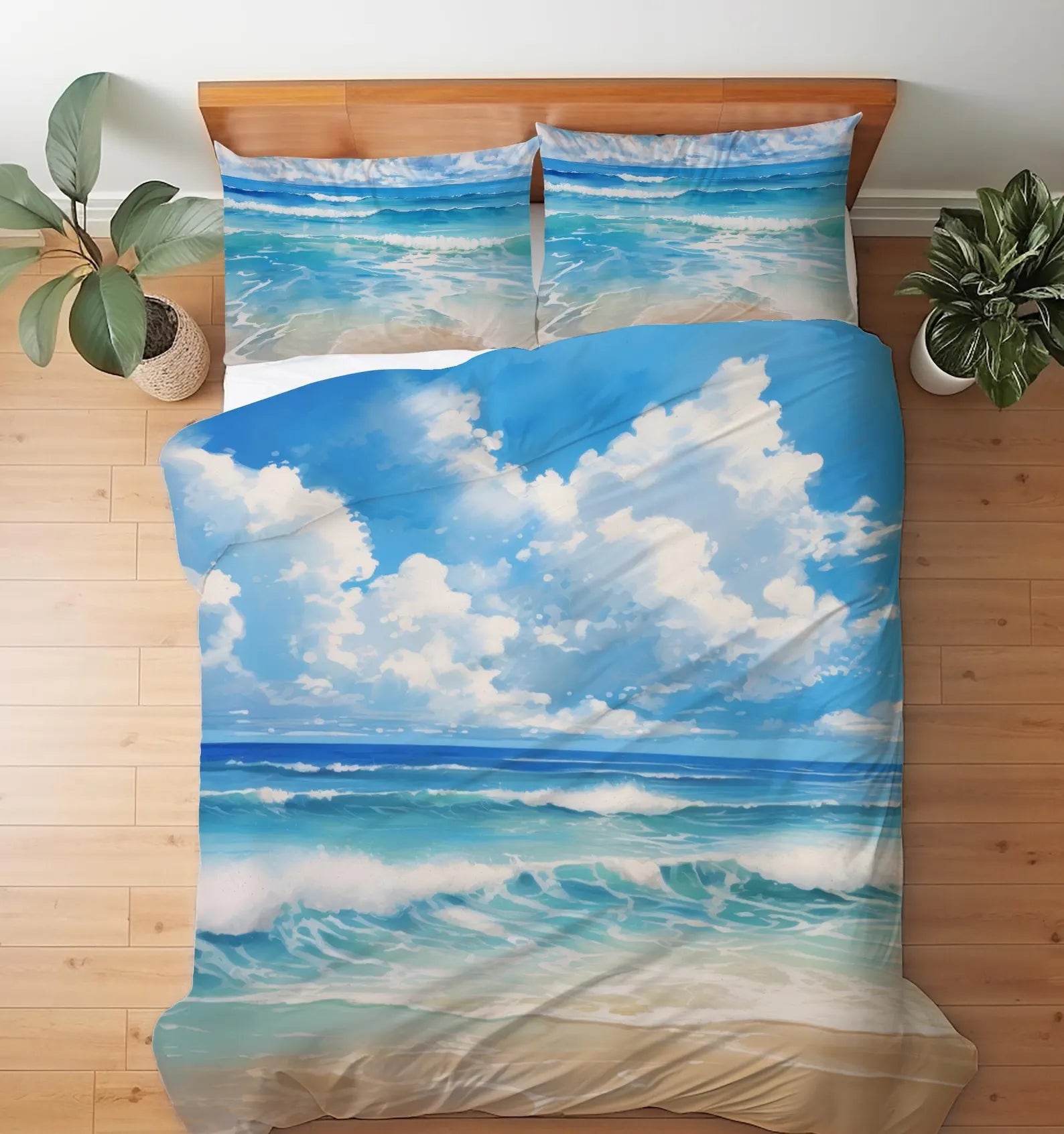 Modern blue wave bedding