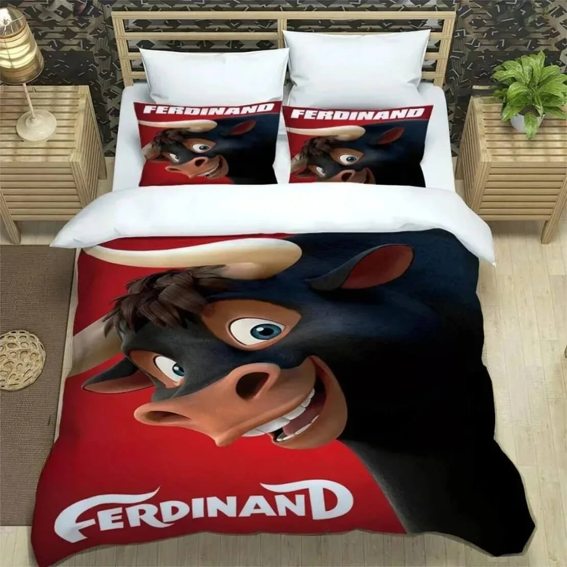 Fun 3D Ferdinand quilt cover with pillow shams for children