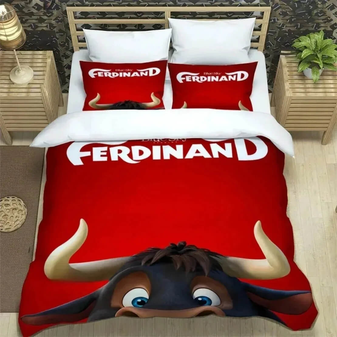 Cartoon bedding set featuring Ferdinand bull print