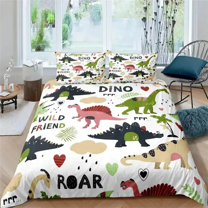 Dinosaur Cartoon Kids 3D Doona Cover