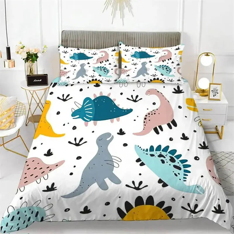 3D Dinosaur Cartoon Kids Bed Sheet