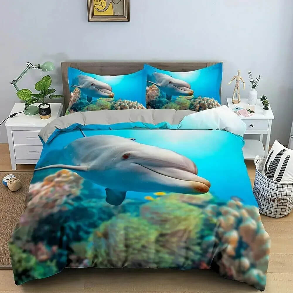 3D dolphin duvet cover ocean design