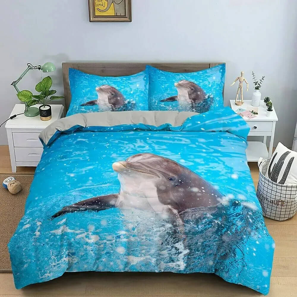 Dolphin ocean bedding bright colors