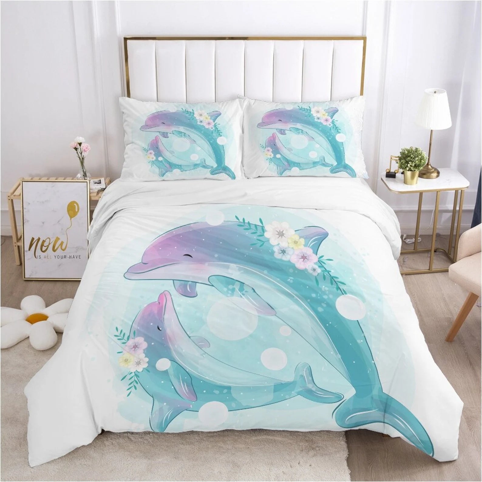 Colorful dolphin duvet cover set for gift