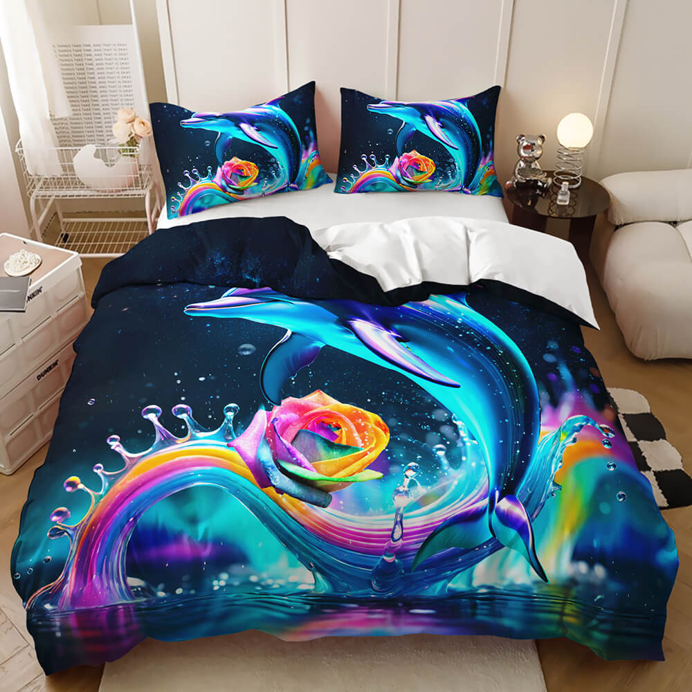 Jumping dolphin bedding set