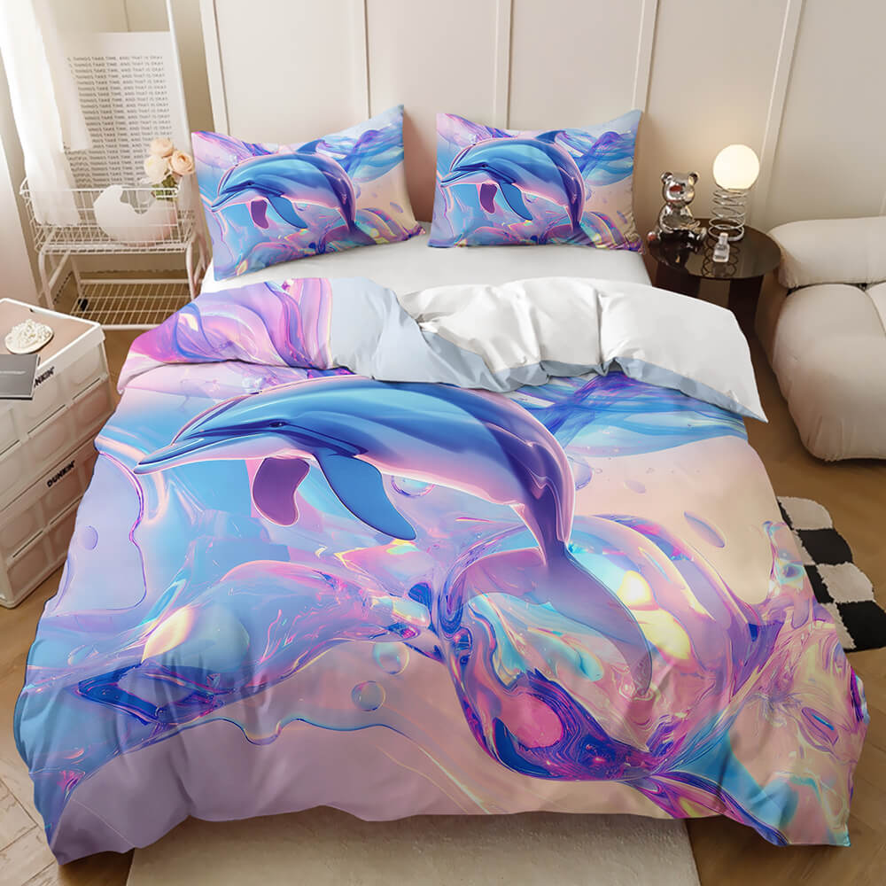 Dolphin sea life duvet cover 3D ocean themed bedding
