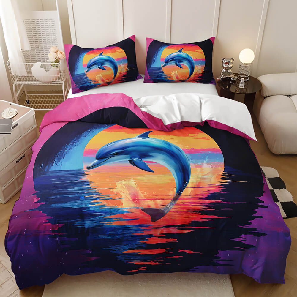Dolphin marine life quilt cover