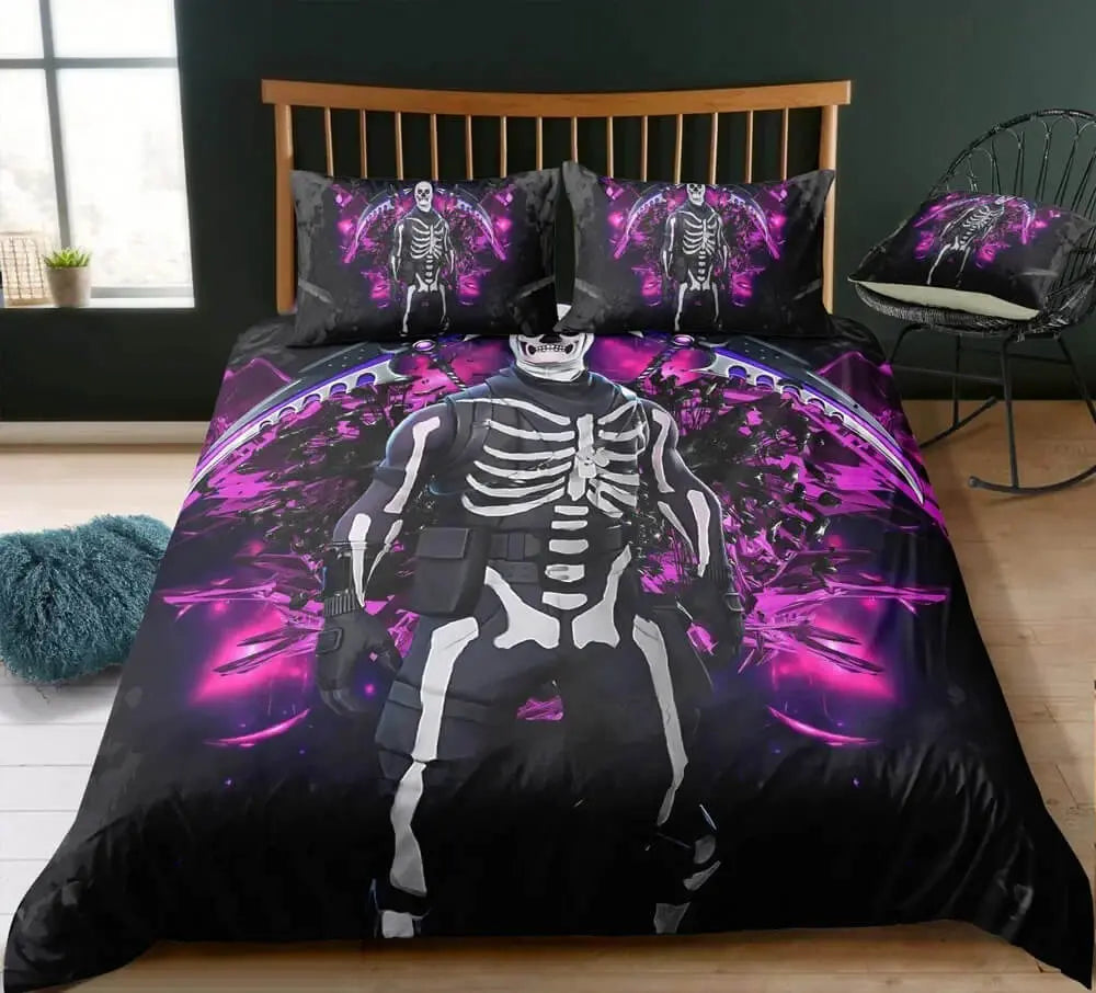 3D Fortnite Gaming Skull Trooper Quilt Cover