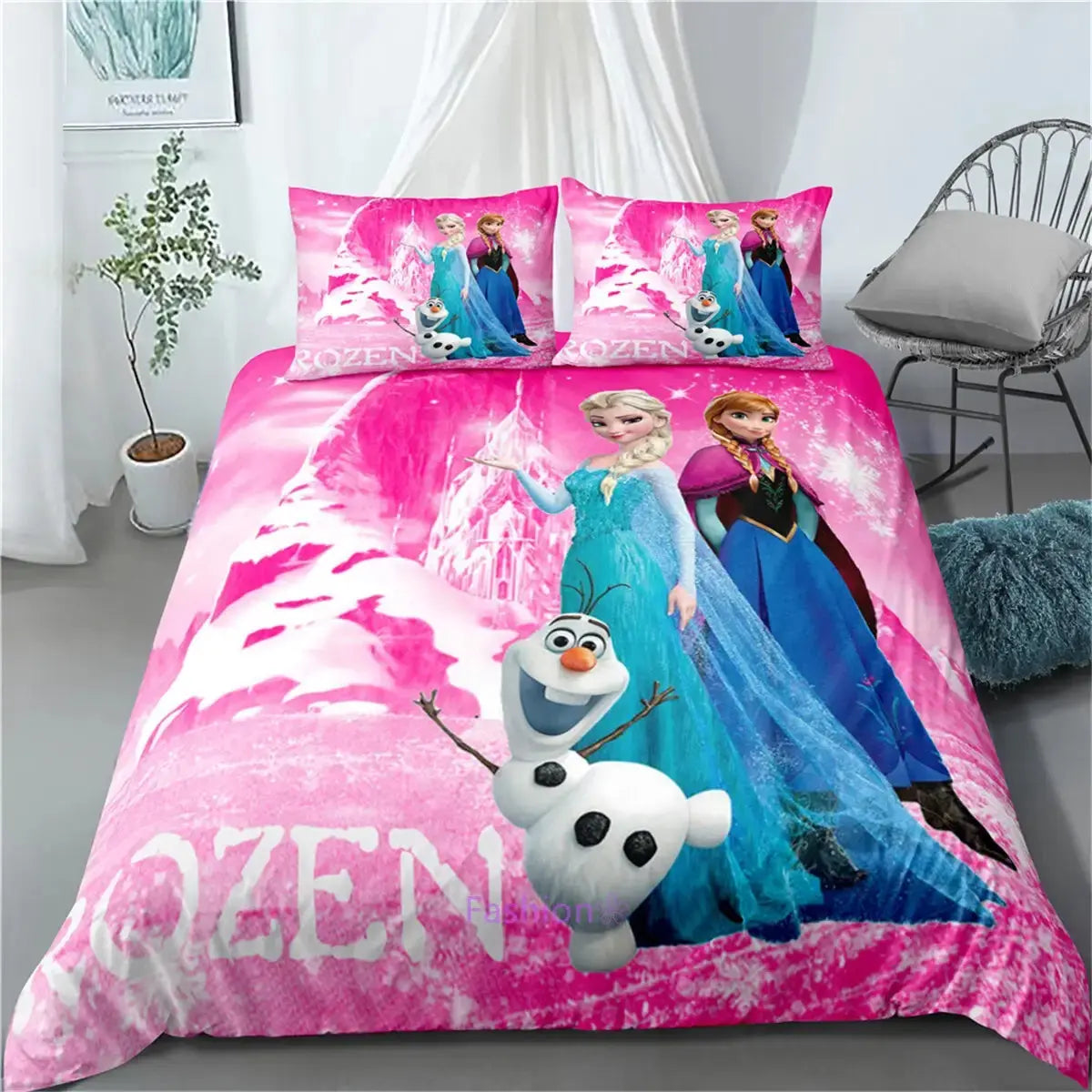 3D Frozen Elsa & Anna Pink Kids Doona Cover