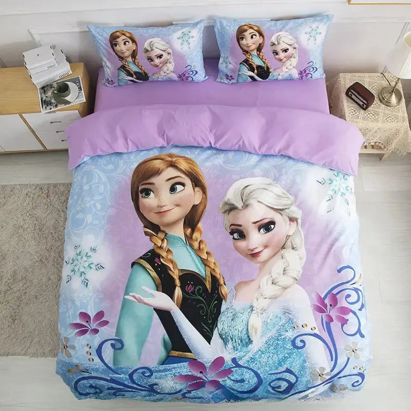 3D Frozen Elsa & Anna Cartoon Kids Bed Sheet