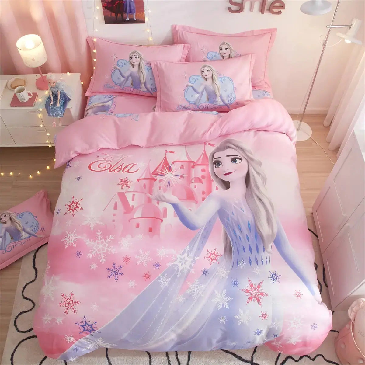3D Frozen Elsa Pink Girl Bedroom Design Duvet Cover