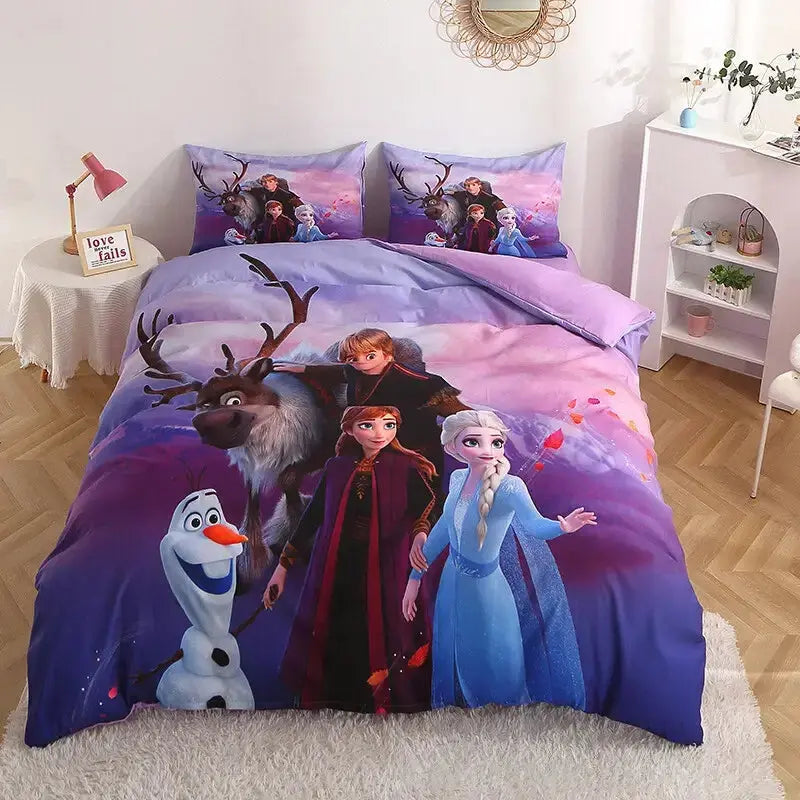 3D Frozen Elsa & Anna, Kristoff, Olaf, Sven Cartoon Kids Doona Cover
