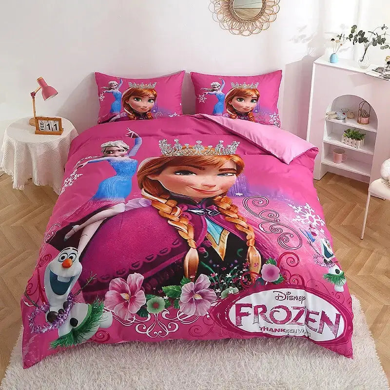 3D Frozen Elsa & Anna Pink Girl Bedding Cover