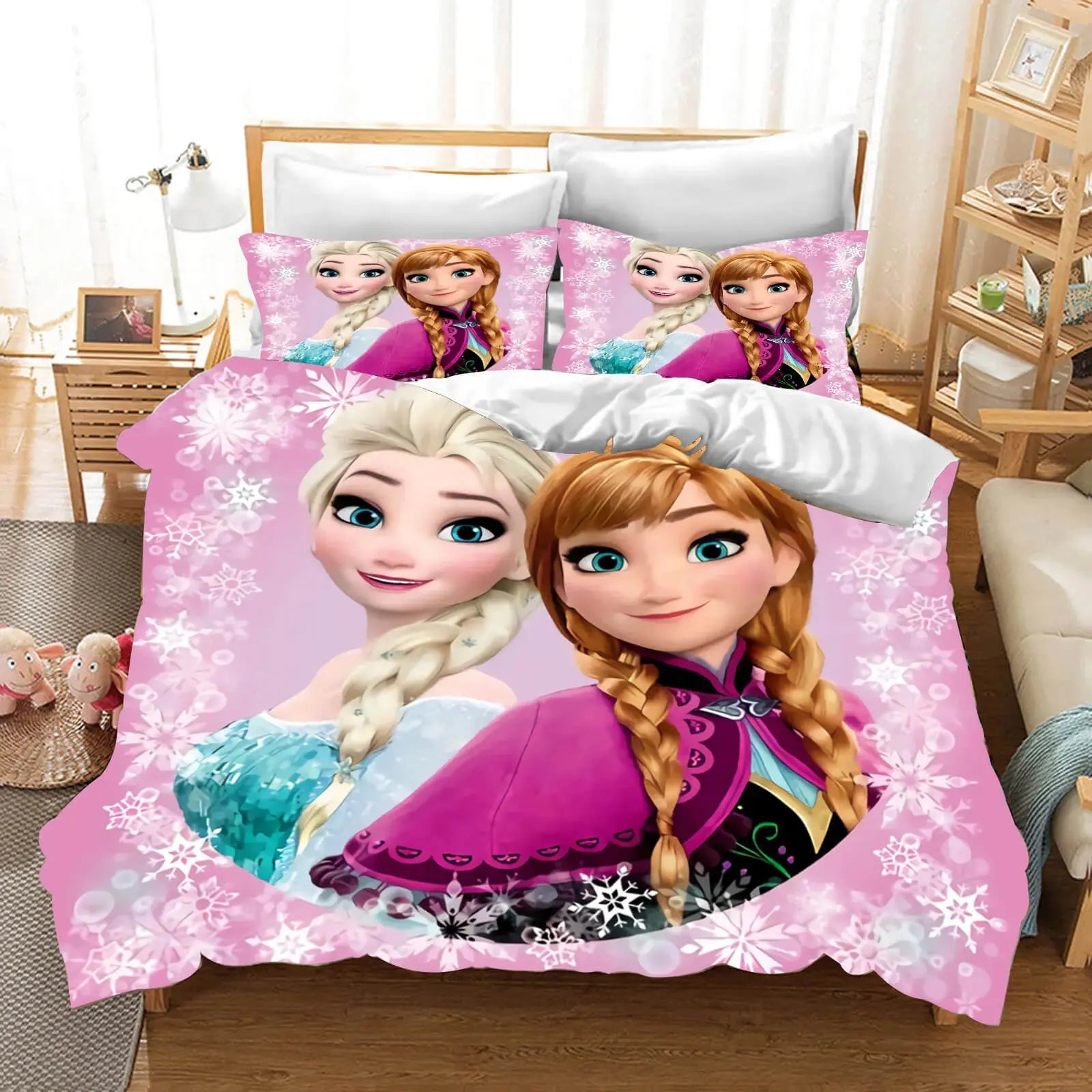 3D Frozen Anna & Elsa Kids Bedding Cover Zirconic
