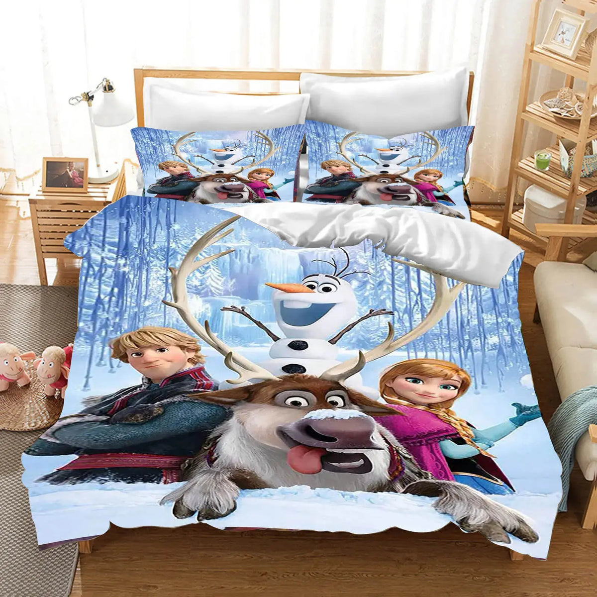 3D Frozen Kristoff, Sven & Olaf Kids Bedding Cover Set Zirconic